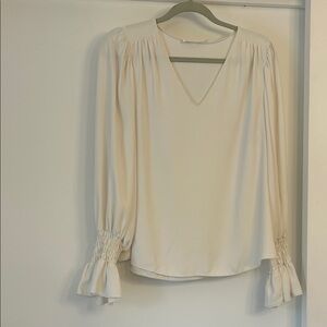 Amanda Uprichard Cream V-Neck Blouse